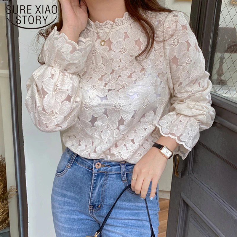 Elegant Women's Blouse 2022 Spring Long Sleeve Ruffled Lace Blouse Korean Sweet Hollow Out Shirts Stand Collar Loose Tops 18652
Elegant Women's Blouse 2022 Spring Long Sleeve Ruffled Lace Blouse Korean Sweet Hollow Out Shirts Stand Collar Loose Tops 18652