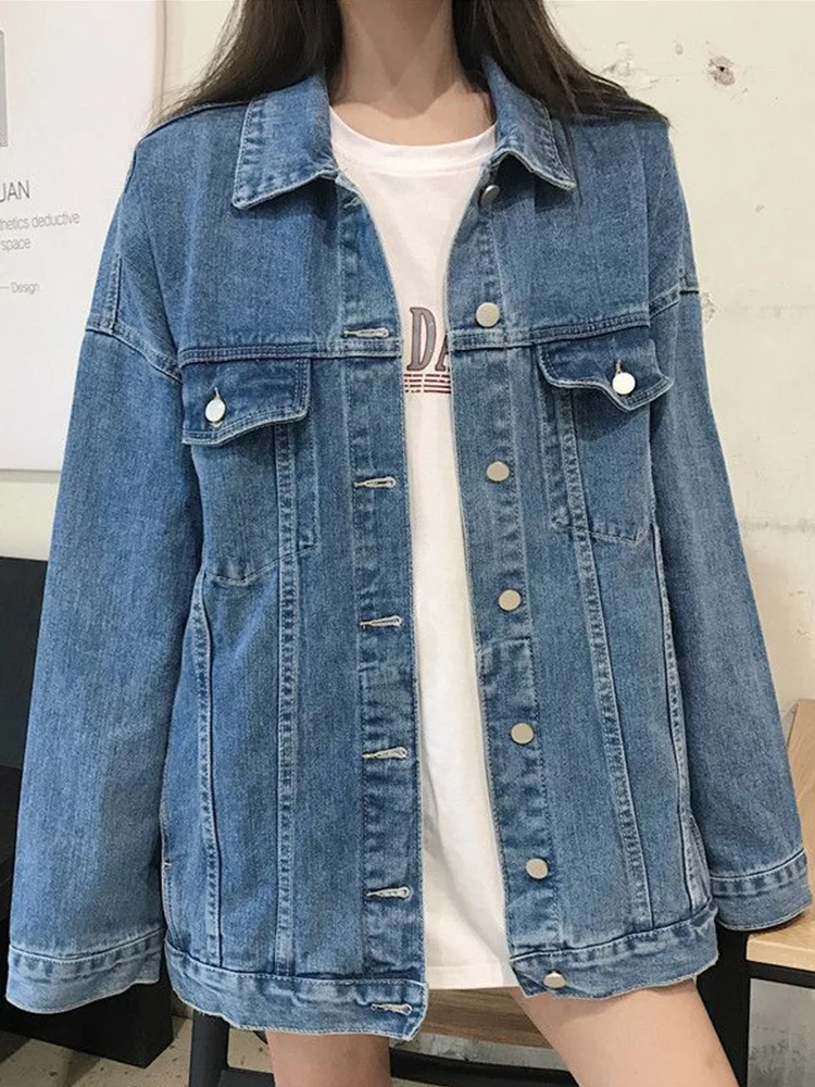 Fitaylor Autumn Winter Vintage Lady Lapel Single Breasted Denim Jacket Casual Women Loose Blue Denim Coat Motorcycle Outwear
Fitaylor Autumn Winter Vintage Lady Lapel Single Breasted Denim Jacket Casual Women Loose Blue Denim Coat Motorcycle Outwear