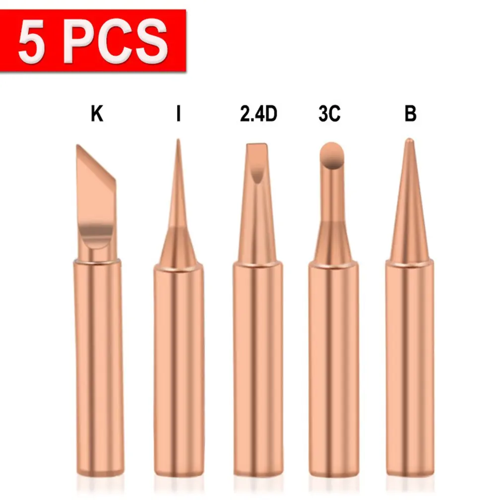 5pcs Pure Copper Soldering Iron Tip 900M-T Solder Tips Welding Head BGA Soldering Tools
5pcs Pure Copper Soldering Iron Tip 900M-T Solder Tips Welding Head BGA Soldering Tools
