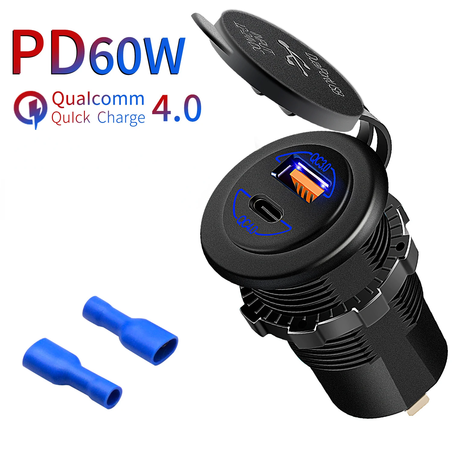 60W QC 4.0 Type C PD QC 3.0 USB Charger 12V/24V Car Power Outlet Waterproof Dual Ports for Marine Boat Motorcycle Golf MacBook
60W QC 4.0 Type C PD QC 3.0 USB Charger 12V/24V Car Power Outlet Waterproof Dual Ports for Marine Boat Motorcycle Golf MacBook