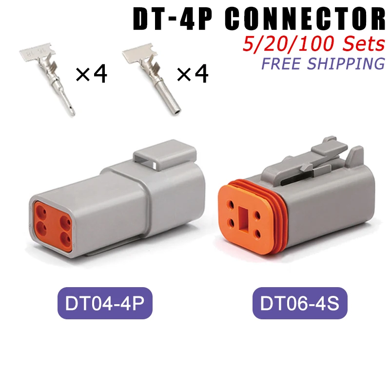 Deutsch DT 4P 4Pin 22-16AWG Водонепроницаемый автомобильный разъем для проводов DT06-4S DT04-4P