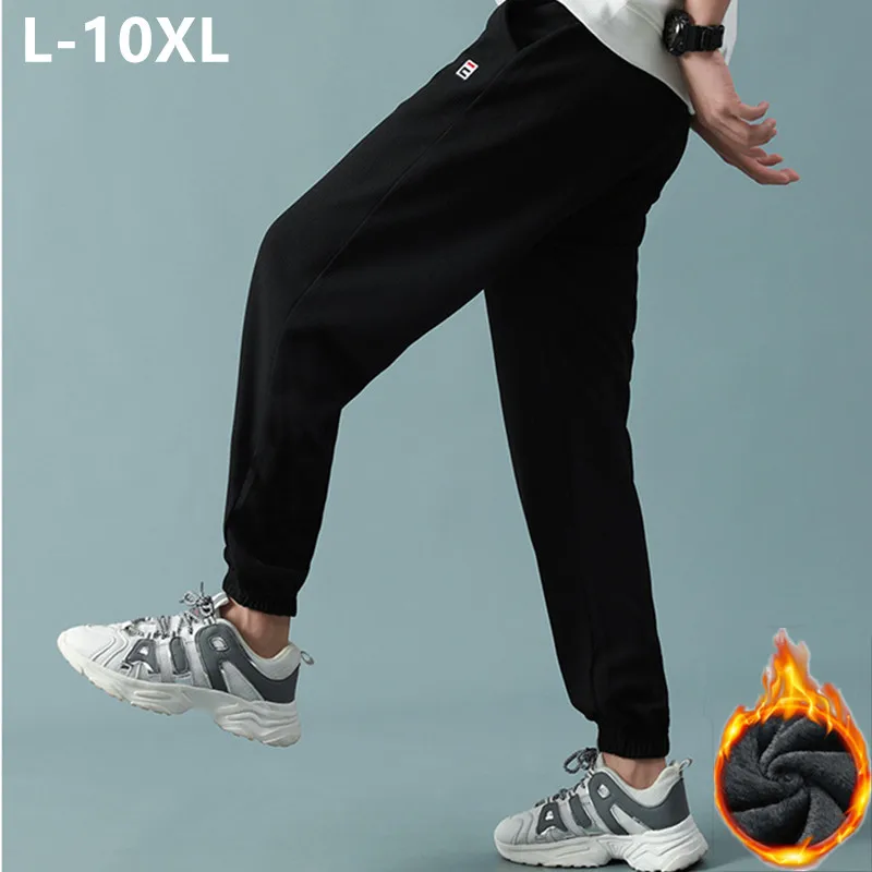 

10XL Sweatpants Men Jogger Fleece Sports Loose Gray Black Waffle Harem Plus Size 9XL 7XL Spring Winter Pants Teenagers Trousers