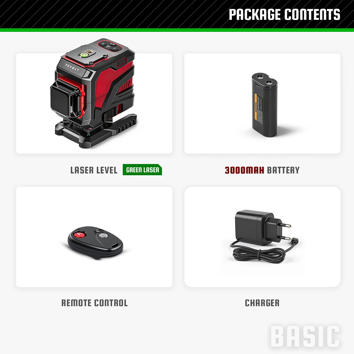 Лазерный уровень YEVOLT Green Beam 12/16 линий
Лазерный уровень YEVOLT Green Beam 12/16 линий