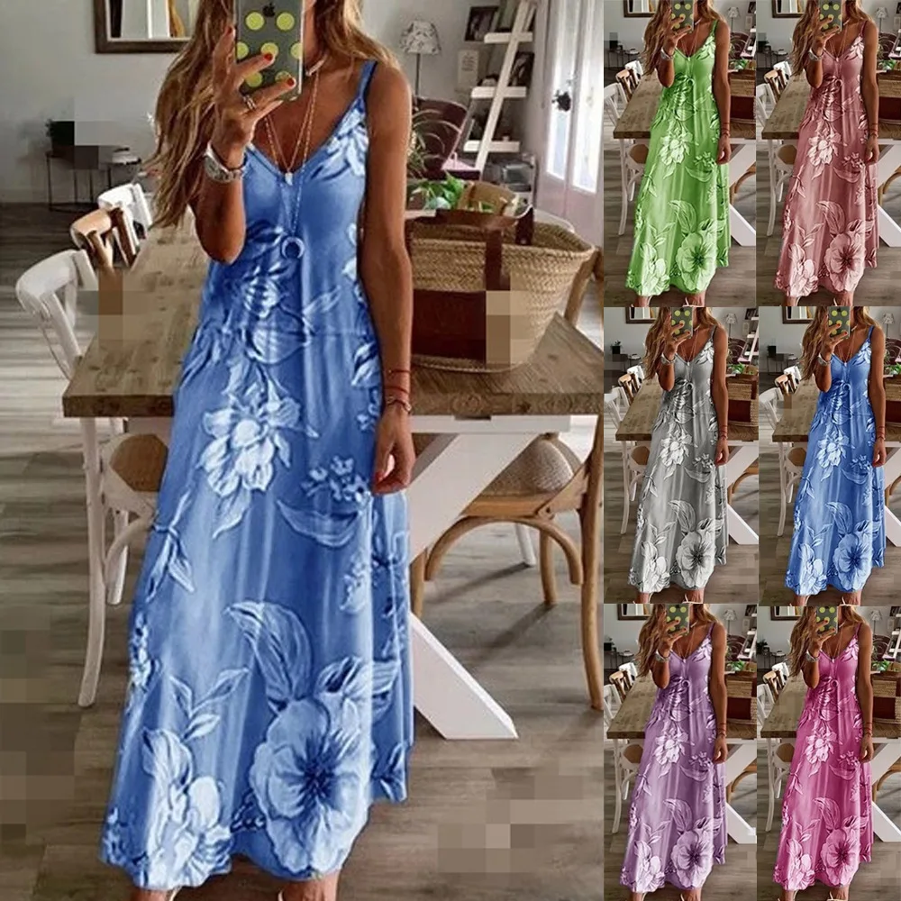 New Women's Dress In Summer Europe and America Slim Fit Long Floral Strap Dress Sexy Dress
New Women's Dress In Summer Europe and America Slim Fit Long Floral Strap Dress Sexy Dress