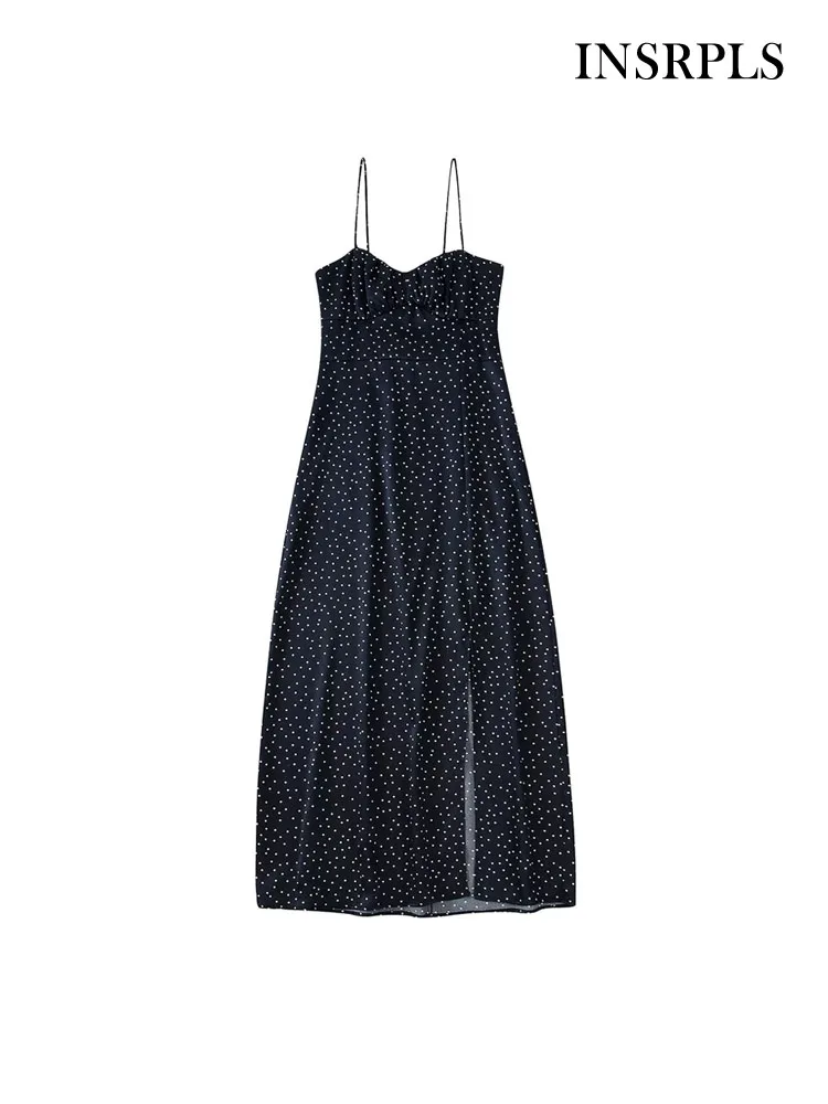 INSRPLS Women Fashion With Ruched Side Slit Dotted Midi Dress Vintage Backless Zipper Tied Thin Straps Female Dresses Mujer
INSRPLS Women Fashion With Ruched Side Slit Dotted Midi Dress Vintage Backless Zipper Tied Thin Straps Female Dresses Mujer