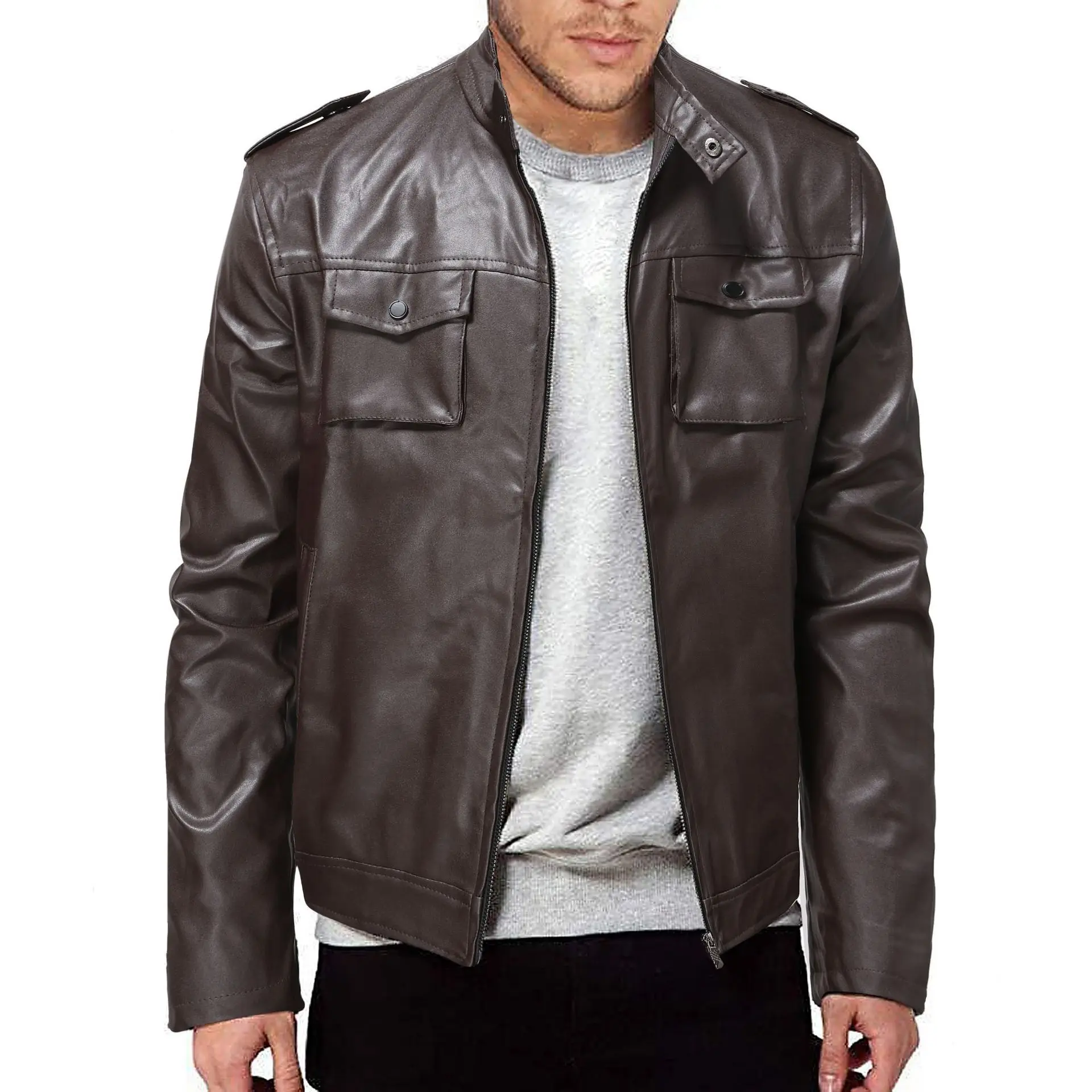 New Stand Collar Leather Jacket Men's Fashion Double Pocket Men's Leather Coat Men's Leather Coat 2022 Winter Windproof
New Stand Collar Leather Jacket Men's Fashion Double Pocket Men's Leather Coat Men's Leather Coat 2022 Winter Windproof