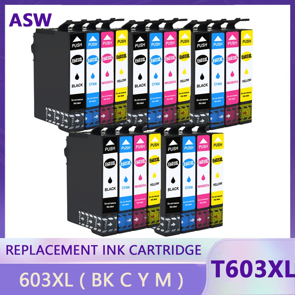 Replacement for EPSON 603XL 603 T603XL E-603XL T603 XL ink cartridges For XP-2100 XP-2105 XP-3100 WF-2830 WF-2850
Replacement for EPSON 603XL 603 T603XL E-603XL T603 XL ink cartridges For XP-2100 XP-2105 XP-3100 WF-2830 WF-2850