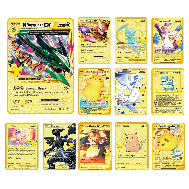 27 Style Pokemon Card Gold Metal Vmax Gx EX Card Pikachu Rare Card Collection Card Battle Card Children's Pokemon Cards Toy
27 Style Pokemon Card Gold Metal Vmax Gx EX Card Pikachu Rare Card Collection Card Battle Card Children's Pokemon Cards Toy