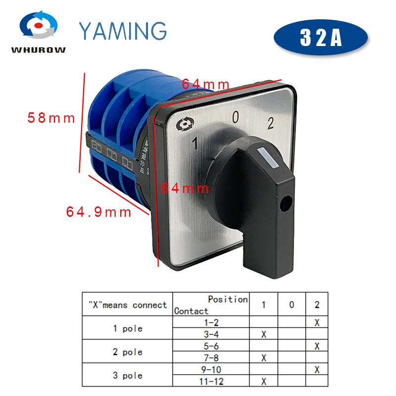 Rotary Cam Switch YMW26-32/3 32А 660В 3-полюсный
Rotary Cam Switch YMW26-32/3 32А 660В 3-полюсный