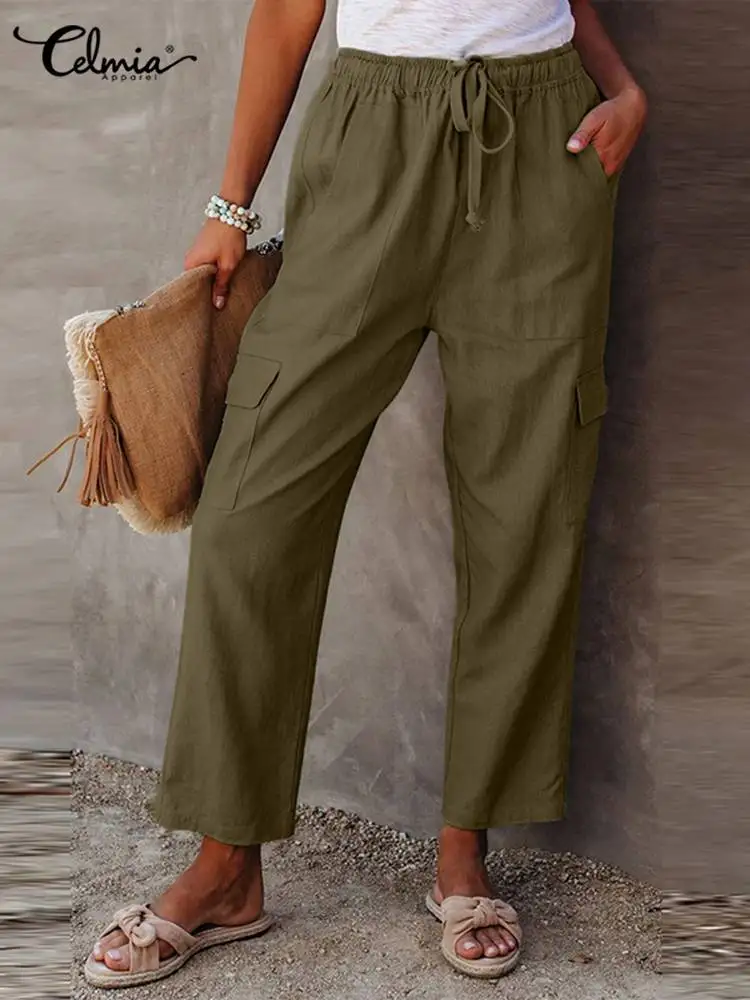 Fashion Streetwear Pockets Capris Celmia Women Vintage Cargo Pants 2022 Summer Casual Elastic Waist Bandage Long Trousers Femme
Fashion Streetwear Pockets Capris Celmia Women Vintage Cargo Pants 2022 Summer Casual Elastic Waist Bandage Long Trousers Femme