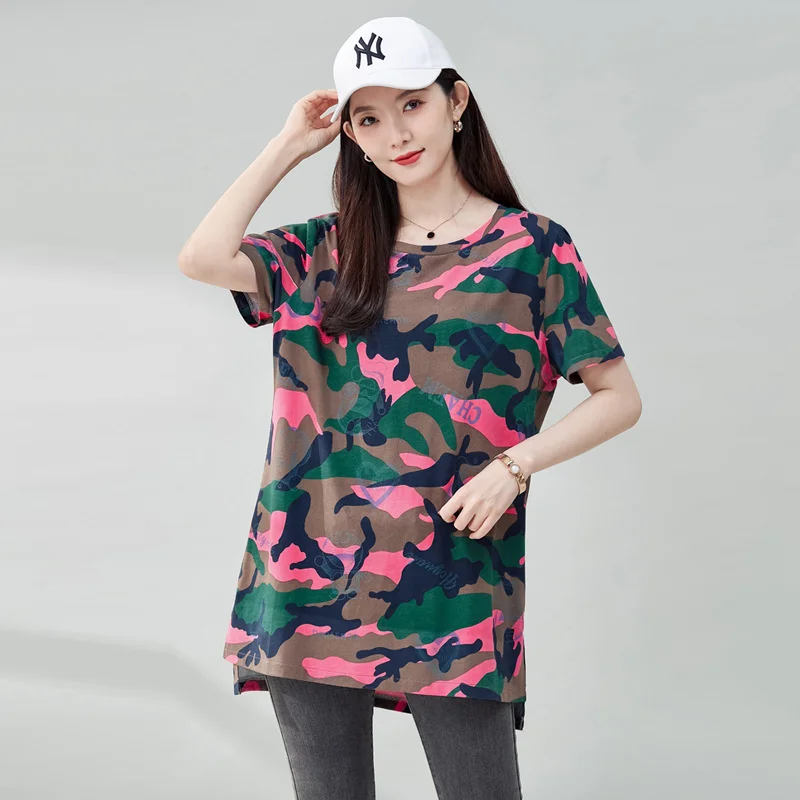 2023 Summary new large women's Fat Sister loose smart medium length camouflage T-Shirt Top
2023 Summary new large women's Fat Sister loose smart medium length camouflage T-Shirt Top
