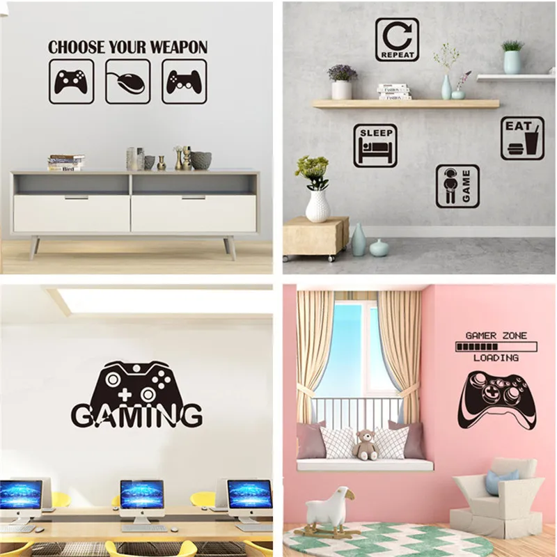 Cartoon Home Decor Computer Video Game Zone Console Joystick Decal Wall Quote Mural Gamer Sign Vinyl Wall Sticker Playroom Decor
Cartoon Home Decor Computer Video Game Zone Console Joystick Decal Wall Quote Mural Gamer Sign Vinyl Wall Sticker Playroom Decor