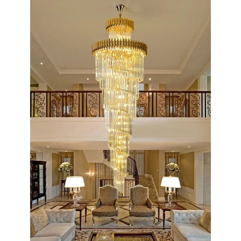 

LED pendant lamp luxury modern Nordic Crystal Stair Indoor Staircase Long for Living Room Classical Lustre Loft Light chandelier
