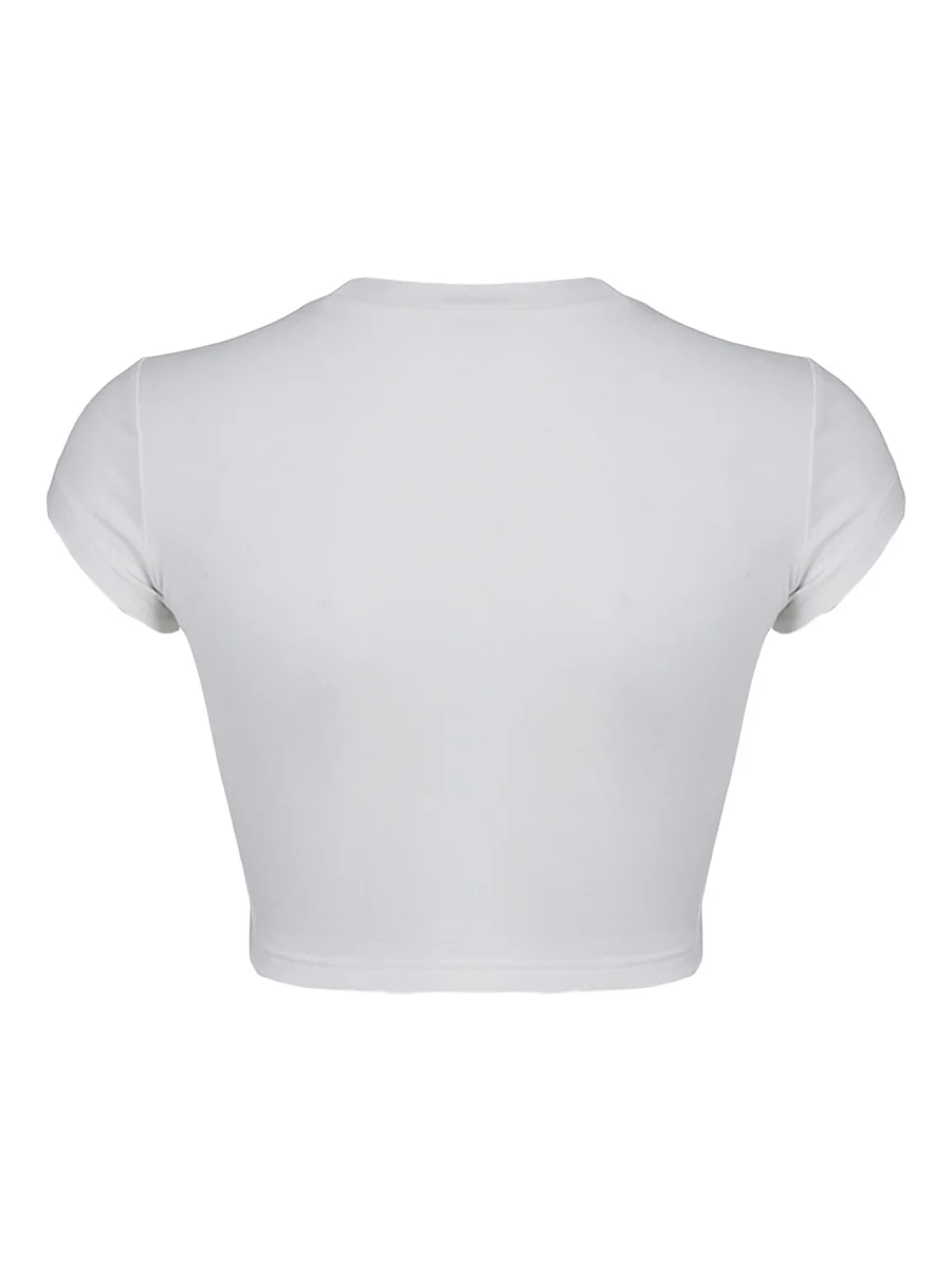 Кроп-топ da donna Y2K grafica, модная футболка с надписью manica corta, укороченный топ, фигурка, штампованная футболка, Camicie 
Кроп-топ da donna Y2K grafica, модная футболка с надписью manica corta, укороченный топ, фигурка, штампованная футболка, Camicie