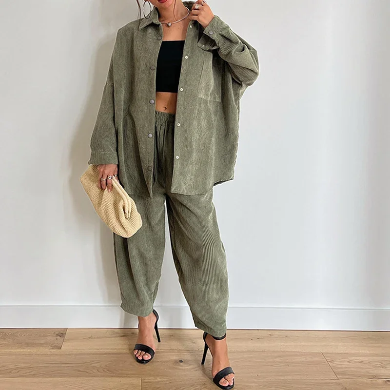 All-match Casual Loose Straight Pants Suit Autumn Solid Color Striped Women Suit Fashion Long Sleeve Button Shirt with Trousers
All-match Casual Loose Straight Pants Suit Autumn Solid Color Striped Women Suit Fashion Long Sleeve Button Shirt with Trousers