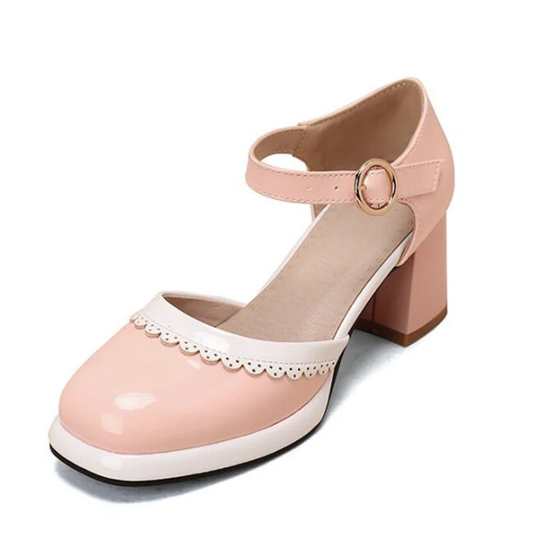 Spring Summer Women's Pumps Lace Hollow Toe Sandals Thick Heel One-Word Buckle High-Heeled Women Shoes Black Pink Red 34~43
Spring Summer Women's Pumps Lace Hollow Toe Sandals Thick Heel One-Word Buckle High-Heeled Women Shoes Black Pink Red 34~43