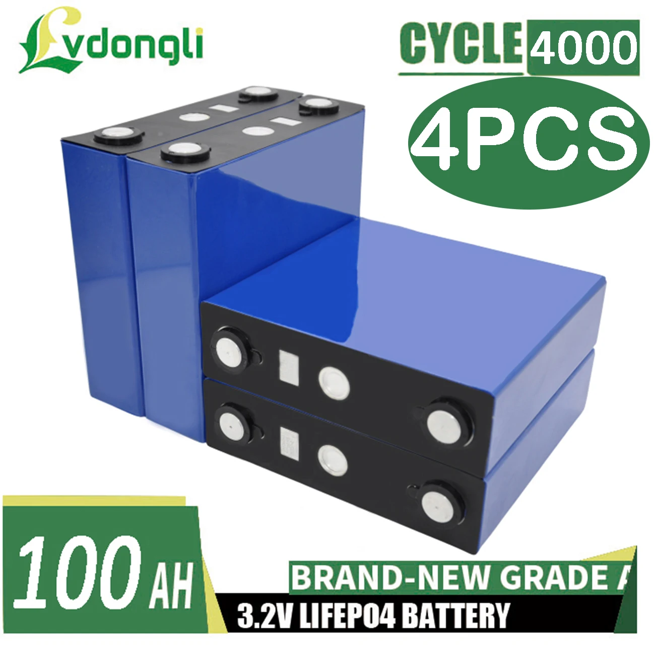 AC 12V 3.2V 100Ah Lifepo4 Battery Rechargeable Lithium Iron Phosphate for Boat Golf Cart RV EV Forklift
AC 12V 3.2V 100Ah Lifepo4 Battery Rechargeable Lithium Iron Phosphate for Boat Golf Cart RV EV Forklift