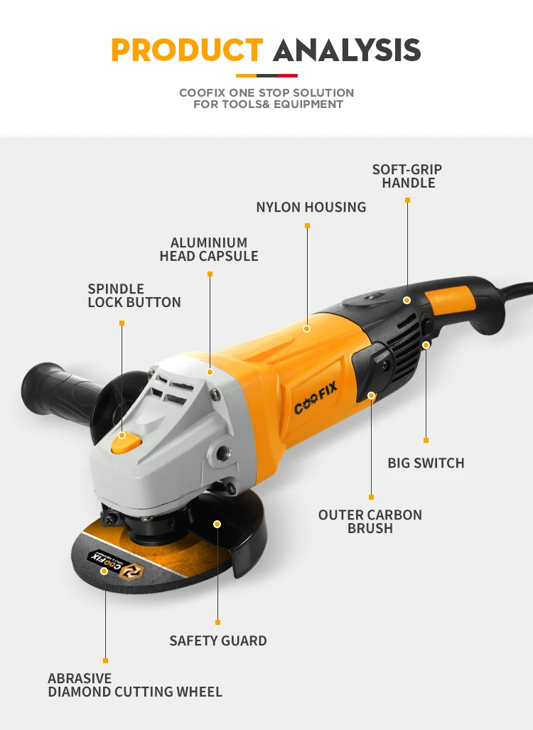 Coofix CF-AG010 4 inch 100mm Portable chainsaw machine mini electric tools wet stone angle grinder
Coofix CF-AG010 4 inch 100mm Portable chainsaw machine mini electric tools wet stone angle grinder