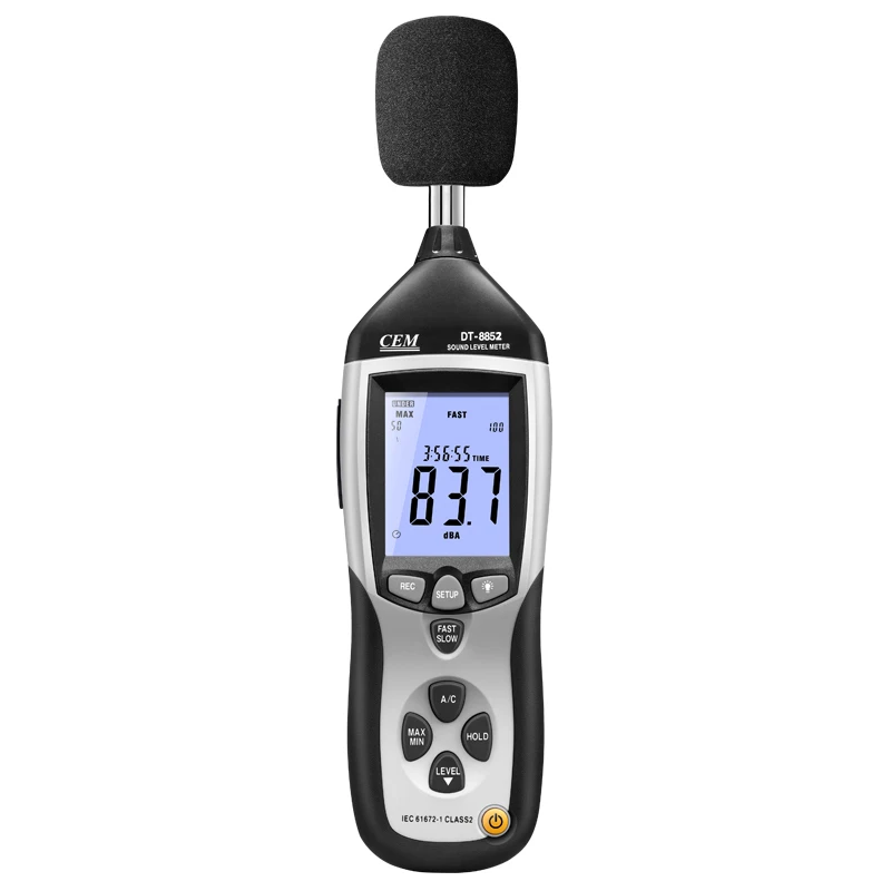 CEM DT-8852 Range 30-130 dB digital sound level meter with data logger function usb sound recorder
CEM DT-8852 Range 30-130 dB digital sound level meter with data logger function usb sound recorder