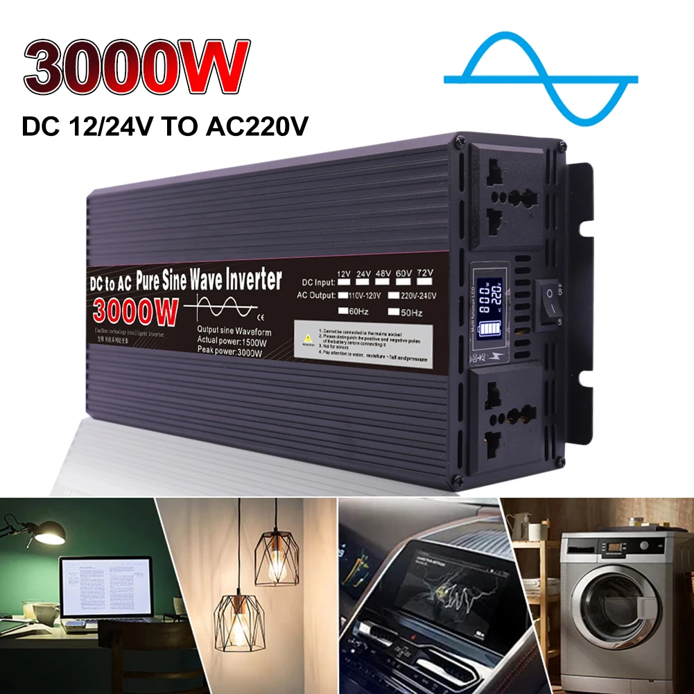 Hot sale 3000W Pure Sine Wave Car Power Inverter DC 12V To AC 220V Socket Power Converter Solar Inverter For Home Car RV Truck
Hot sale 3000W Pure Sine Wave Car Power Inverter DC 12V To AC 220V Socket Power Converter Solar Inverter For Home Car RV Truck