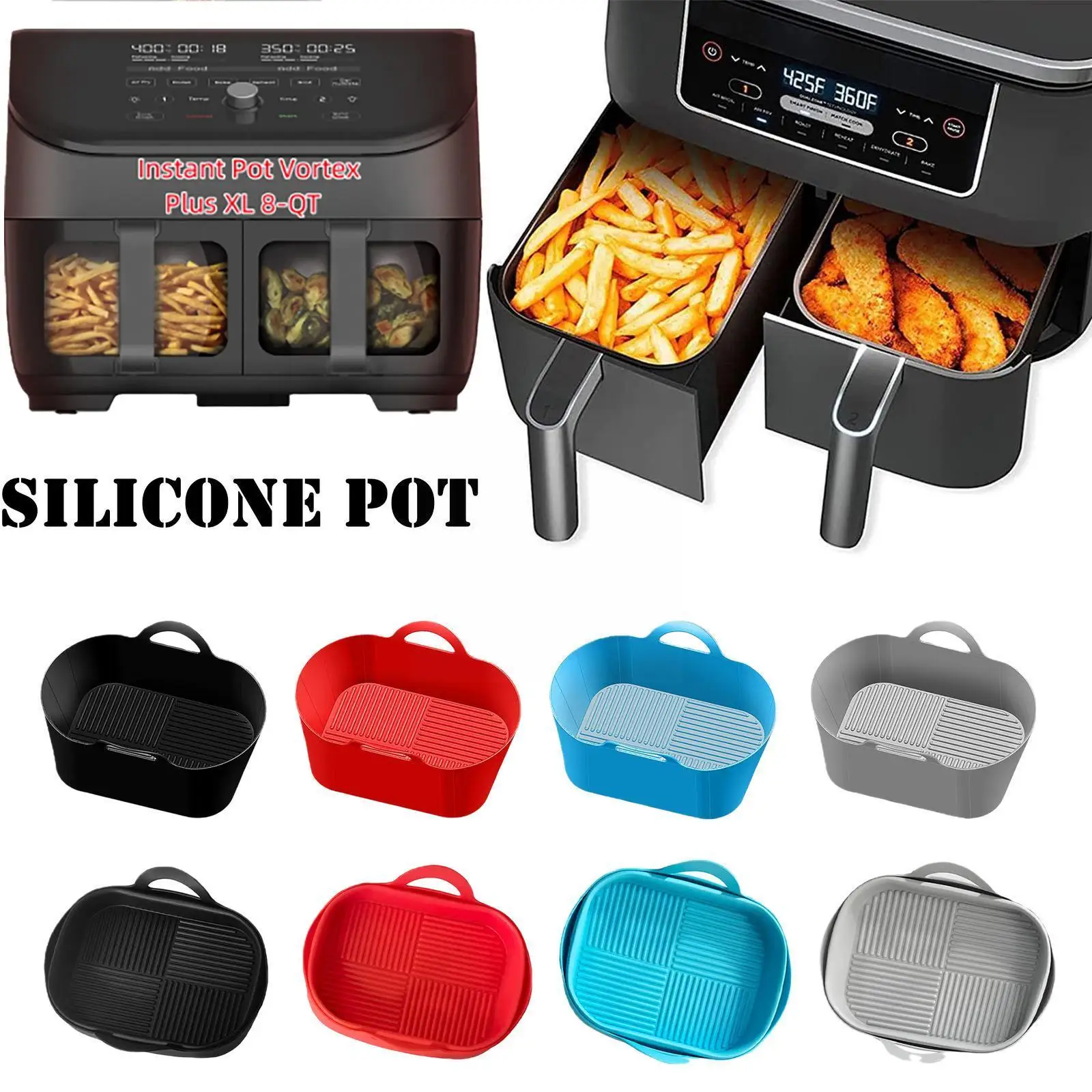 1pcs New Air Fryer Silicone Tray Folding Dish Basket Liner Handle Tray Dual Oven Accessories Plate F6v9
1pcs New Air Fryer Silicone Tray Folding Dish Basket Liner Handle Tray Dual Oven Accessories Plate F6v9