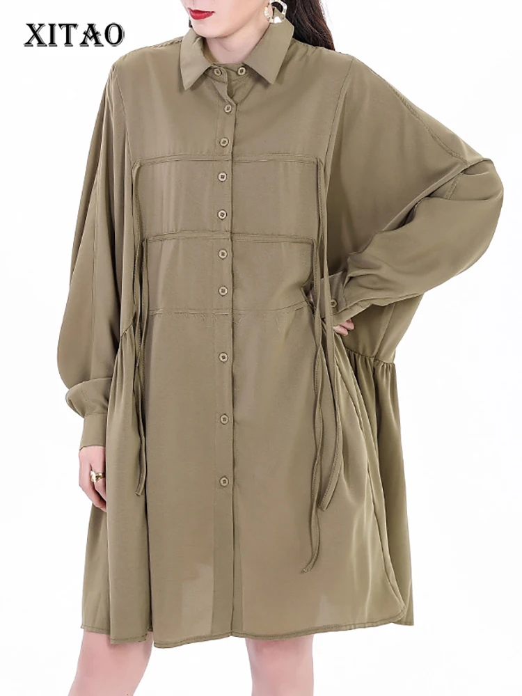 XITAO Fashion Pleated Splicing Shirt Loose Casual Solid Color Simplicity Temperament Bandage Women Top New All-match WMD5290 
XITAO Fashion Pleated Splicing Shirt Loose Casual Solid Color Simplicity Temperament Bandage Women Top New All-match WMD5290