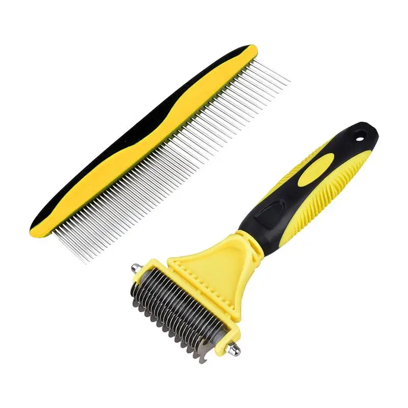 

Grooming Brush For Pets Stainless Steel Massage Brush Set Rust Resistant Pet Cleaning Brush With Comfortable Anti Slip Handle