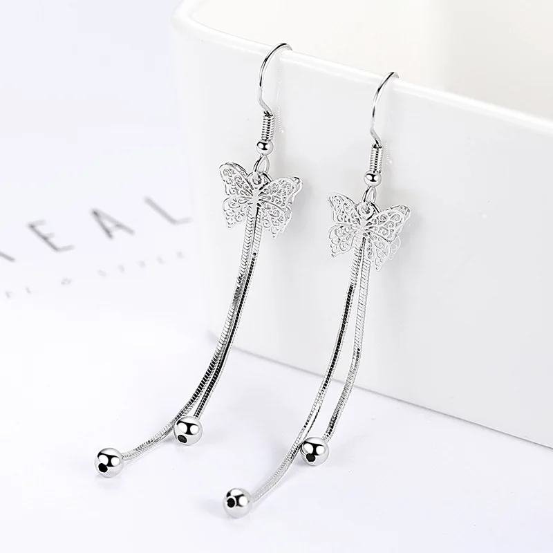 Long Tassel Earrings Korean Hollow Butterfly Drop Earrings For Women Earing Jewelry Silver Plated Earring Dangle Earings CF2510
Long Tassel Earrings Korean Hollow Butterfly Drop Earrings For Women Earing Jewelry Silver Plated Earring Dangle Earings CF2510
