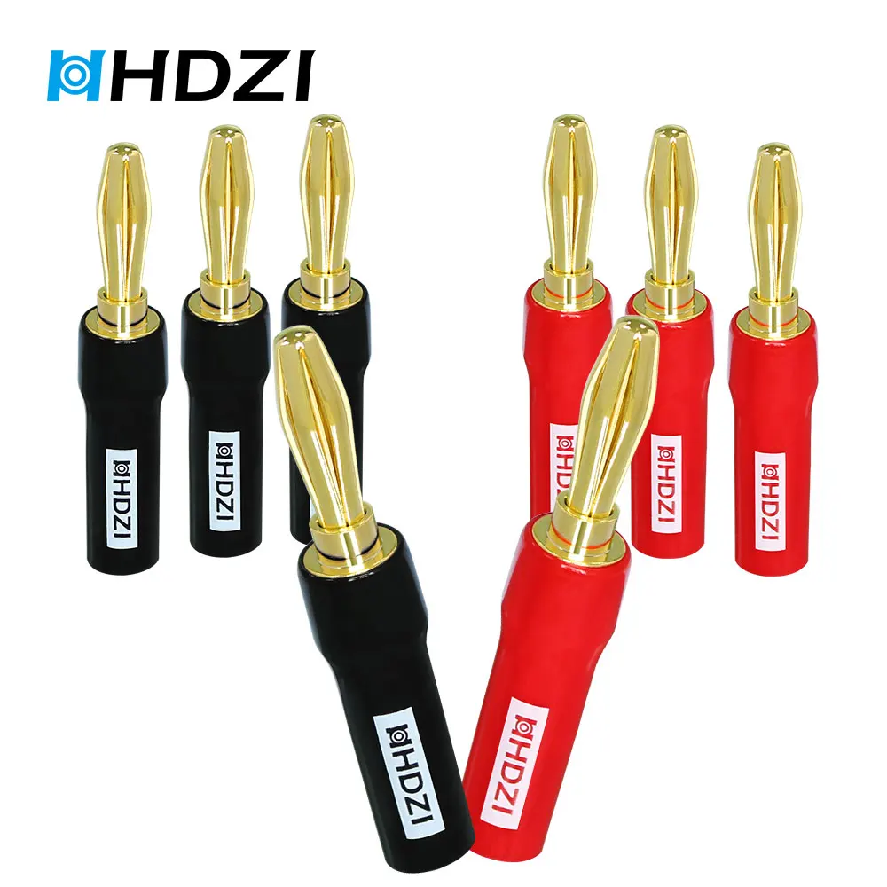 

HHDZI 8 Pieces Gold Plated 4mm Screw Type Banana Plugs with Soft Tube 18-12 AWG Plugs-Open Screw Type 4mm Speaker Banana Plugs
