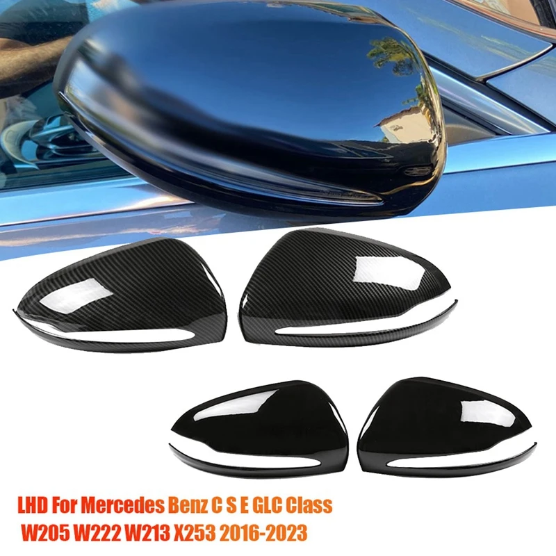 

1Pair Rearview Mirror Cover Trim For Mercedes Benz C S E GLC Class W205 W222 W213 X253 16-23 Side Wing Mirror Shell LHD