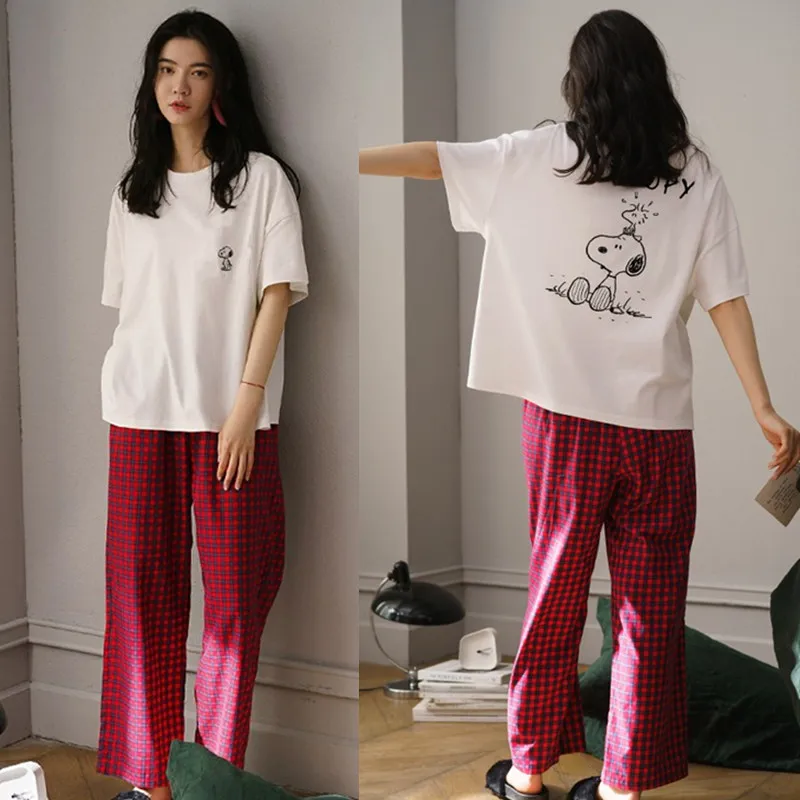 2022 Hot Sale Pajama Set Women Summer Hot Sale Two Piece Pants + Short Sleeves Cute Clothing Cartoon Snoopying Homewear
2022 Hot Sale Pajama Set Women Summer Hot Sale Two Piece Pants + Short Sleeves Cute Clothing Cartoon Snoopying Homewear