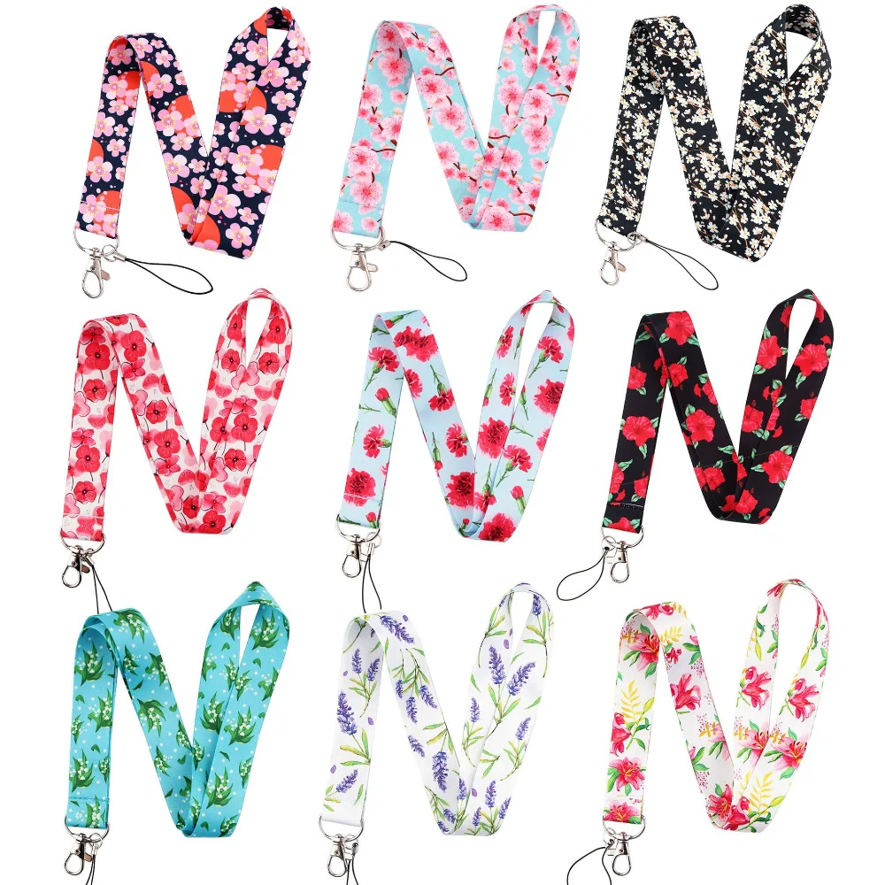 

Pretty Cherry blossoms Lanyards for Key Neck Strap For Card Badge Gym Key Chain Lanyard Key Holder DIY Hang Rope Keychain