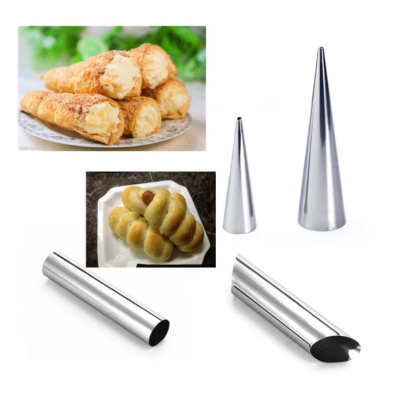 

Baking Cones Stainless Steel Spiral Baked Croissant Bread Tubes Horn Pastry Roll Kitchen Decorating Tools FORME CANNOLI