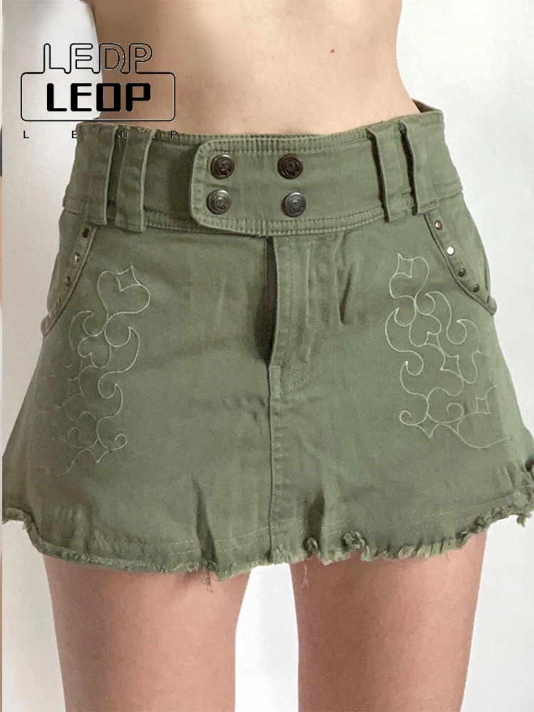 LEDP Ladies Slim Streetwear Y2K Embroidered Denim Skirt Green Low Waist Mini Skirt Harajuku Fashion Hot Summer Women's Dress
LEDP Ladies Slim Streetwear Y2K Embroidered Denim Skirt Green Low Waist Mini Skirt Harajuku Fashion Hot Summer Women's Dress