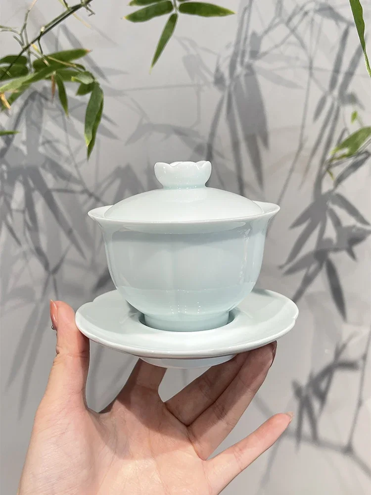 Shadow Blue Porcelain Cover Bowl, Large Ceramic Kung Fu Tea Set, Tea Cup, Tea Making Bowl, Sancai Bowl, Cup, Tea Set
Shadow Blue Porcelain Cover Bowl, Large Ceramic Kung Fu Tea Set, Tea Cup, Tea Making Bowl, Sancai Bowl, Cup, Tea Set