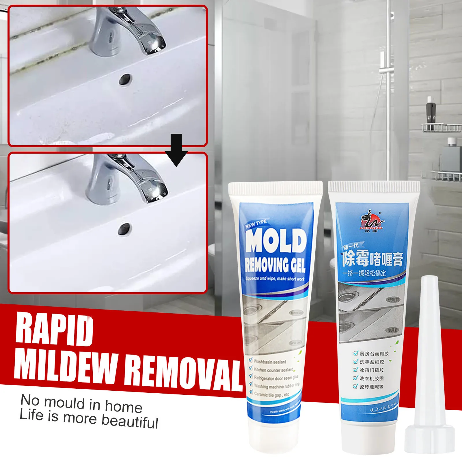 Mold Mildew Cleaner Gel Household Cleaner For Wall Tiles Grout Sealant Bathroom Cleaning Home Kitchen Sinks Cleaning Absorbers 
Mold Mildew Cleaner Gel Household Cleaner For Wall Tiles Grout Sealant Bathroom Cleaning Home Kitchen Sinks Cleaning Absorbers