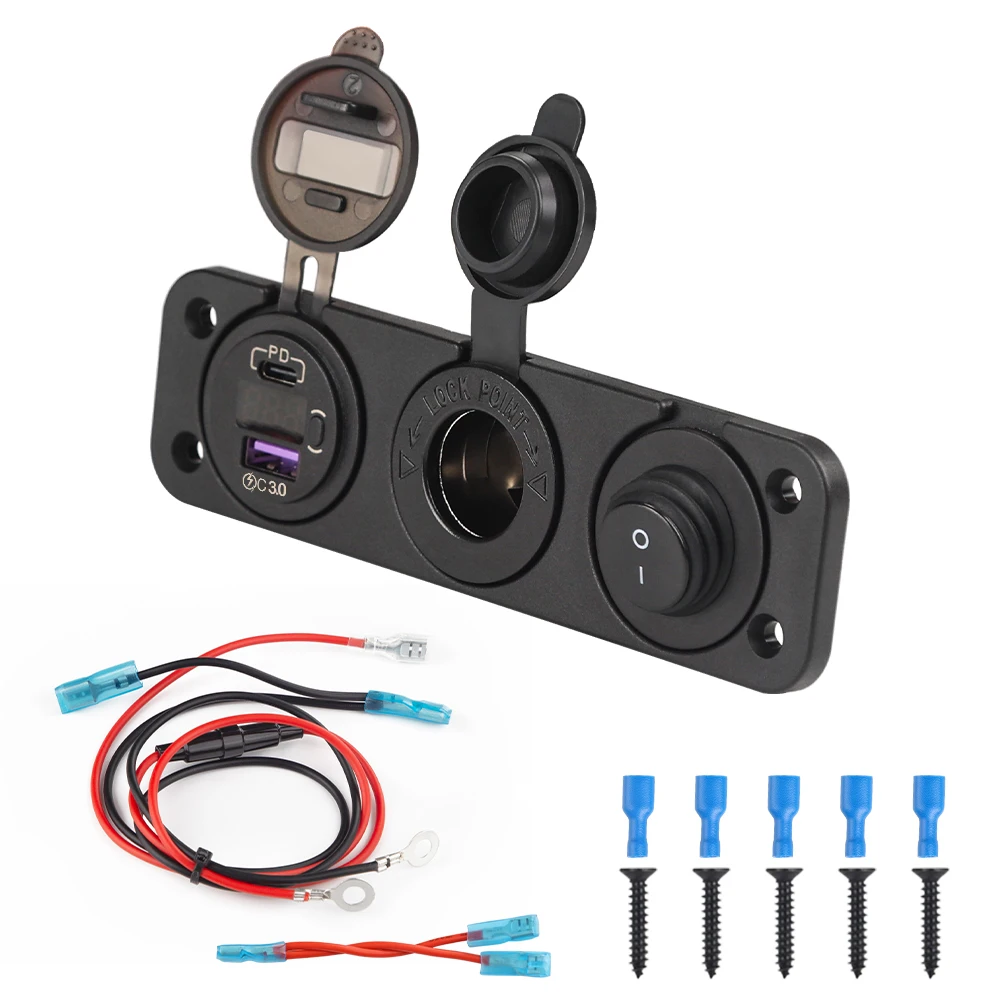 Dual USB PD&3.0 Car Charger with Rocker Toggle Switch LED Digital Voltmeter Cigarette Lighter Power Socket Adapter For Car Boat
Dual USB PD&3.0 Car Charger with Rocker Toggle Switch LED Digital Voltmeter Cigarette Lighter Power Socket Adapter For Car Boat