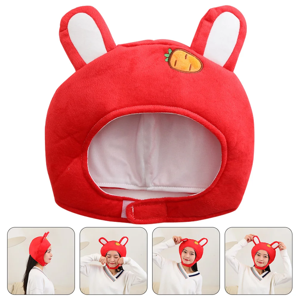 

Hat Bunny Rabbit Costume Plush Chinese Hats Zodiac Year Ears Cosplay New Easter Hood The Fun Earmuffs Cap Prop Funny Warm Moving