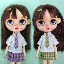 H01-A013 children handmade toy 1/6 ob24 azone blyth doll clothes new purple Chinese student school uniform set
