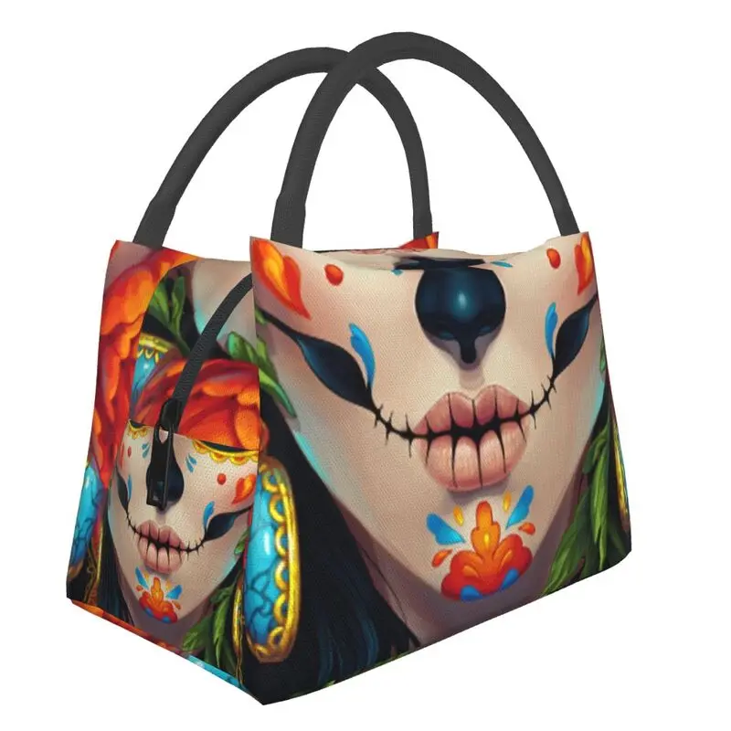 Catrina Thermal Insulated Lunch Bag Women Sugar Skull Resuable Lunch Tote for Outdoor Camping Travel Storage Meal Food Box
Catrina Thermal Insulated Lunch Bag Women Sugar Skull Resuable Lunch Tote for Outdoor Camping Travel Storage Meal Food Box