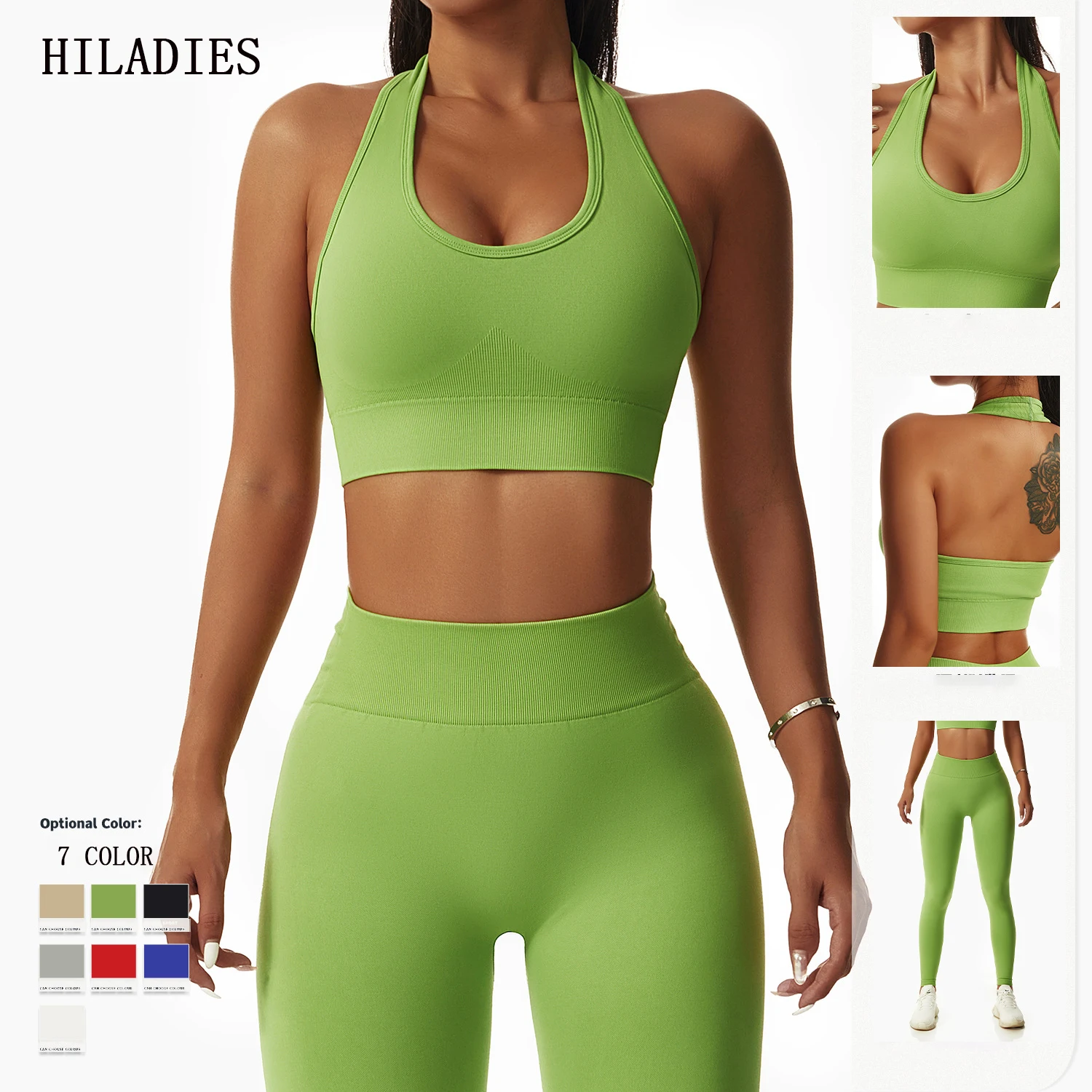 Gym Set Women 2 Piece Yoga Hanging Neck Bra Leggings Fitness Backless Running Gather Bra Sports Seamless Athletic Wear For Women
Gym Set Women 2 Piece Yoga Hanging Neck Bra Leggings Fitness Backless Running Gather Bra Sports Seamless Athletic Wear For Women