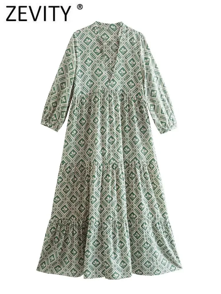 Zevity Women Vintage Geometric Floral Print Pleats Midi Shirt Dress Female Chic V Neck Lace Up Casual Retro Vestidos DS1811
Zevity Women Vintage Geometric Floral Print Pleats Midi Shirt Dress Female Chic V Neck Lace Up Casual Retro Vestidos DS1811