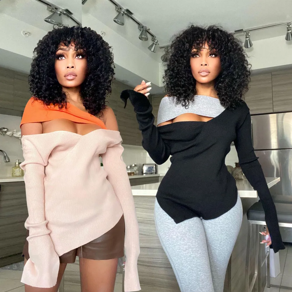 PLSW Tops Fashion Sexy Color Block Irregular Women T-shirt
PLSW Tops Fashion Sexy Color Block Irregular Women T-shirt