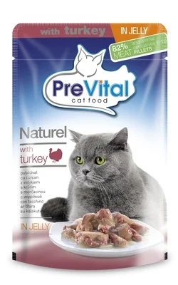 24 шт. PreVital Паучи Натурель для кошек в желе с индейкой 0 085 кг | Дом и сад