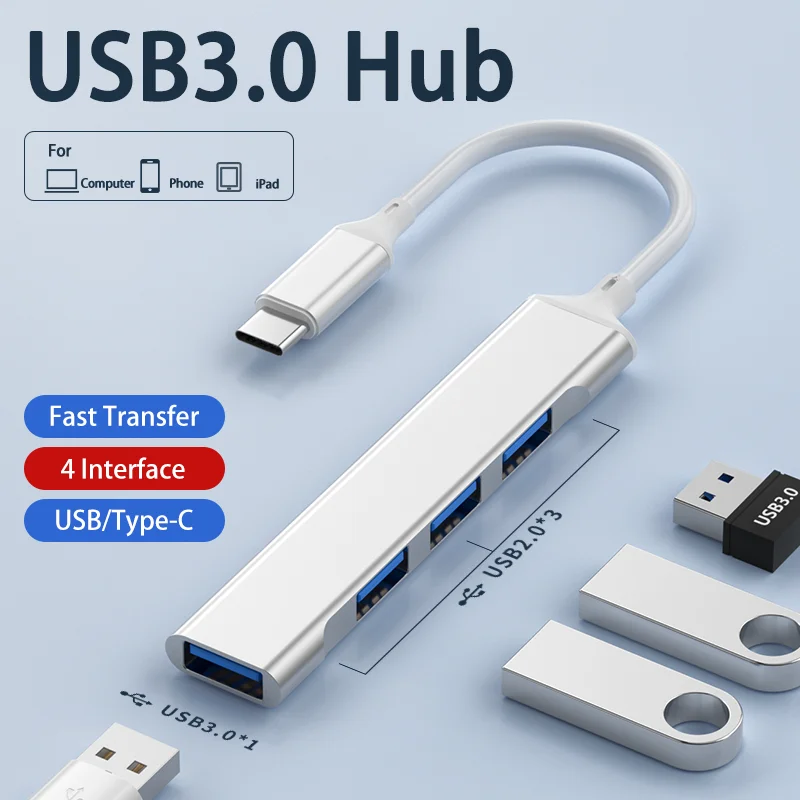 USB-концентратор на 4 порта usb-c высокоскоростной OTG разветвитель для Samsung Lenovo HUAWEI