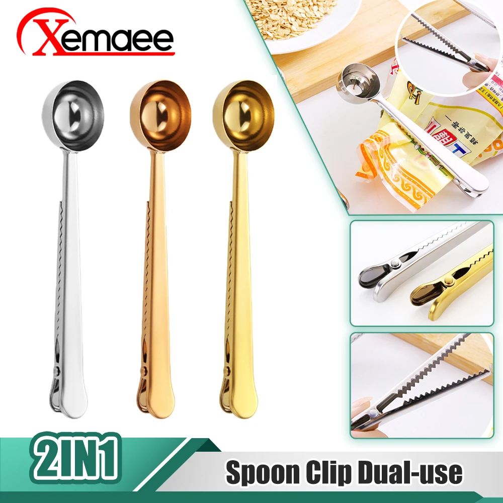 Two-in-one Stainless Steel Coffee Spoon Measuring Spoon Milk Powder Spoon With Seal Clip Kitchen Baking Scale Spoon Accessories
Two-in-one Stainless Steel Coffee Spoon Measuring Spoon Milk Powder Spoon With Seal Clip Kitchen Baking Scale Spoon Accessories