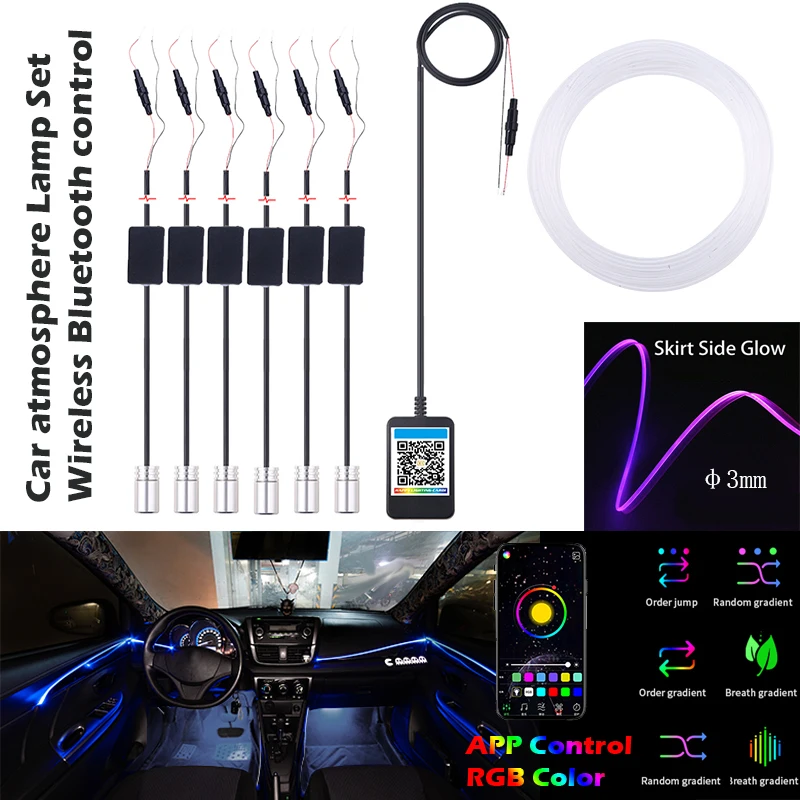 RGB Car Interior Optical Fiber Strip Ambient Light APP Bluetooth Control Atmosphere Lamp Wireless Standalone Connection Unit
RGB Car Interior Optical Fiber Strip Ambient Light APP Bluetooth Control Atmosphere Lamp Wireless Standalone Connection Unit