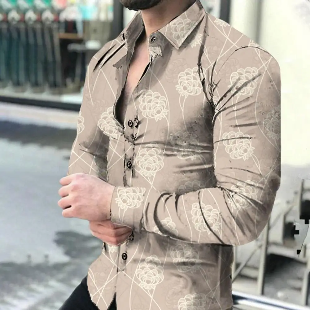 Trendy Men Tops Streetwear Shirt Printing Machine Washable Leaf Print Men Shirt Breathable 
Trendy Men Tops Streetwear Shirt Printing Machine Washable Leaf Print Men Shirt Breathable