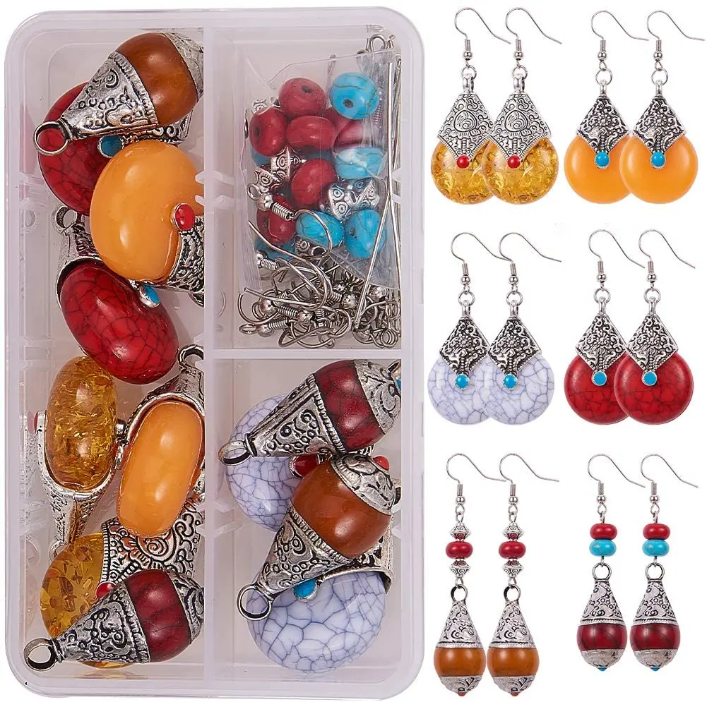 6 Pairs/Box Teardrop Drop Gemstone Earring Making Starter Kit Exclusive Jewelry Arts Craft Kit Turquoise Pendants Earring Hooks
6 Pairs/Box Teardrop Drop Gemstone Earring Making Starter Kit Exclusive Jewelry Arts Craft Kit Turquoise Pendants Earring Hooks