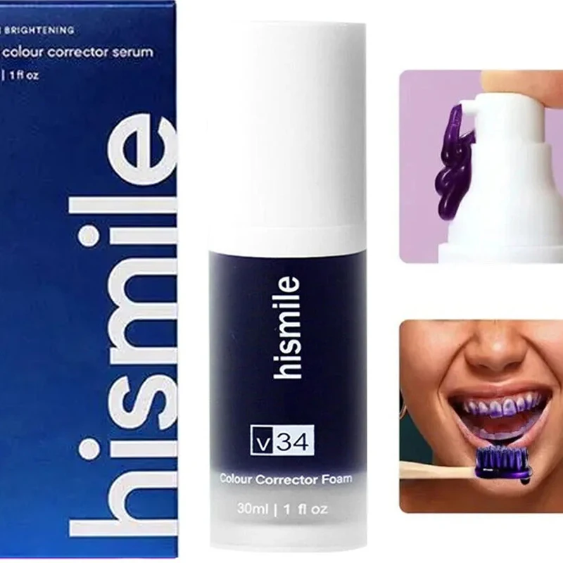 Hismile V34 Colour Corrector Teeth Toothpaste Purple Toothpaste Whitening Brightening Remove Yellow Stains Teeth Gums Care 30ML
Hismile V34 Colour Corrector Teeth Toothpaste Purple Toothpaste Whitening Brightening Remove Yellow Stains Teeth Gums Care 30ML